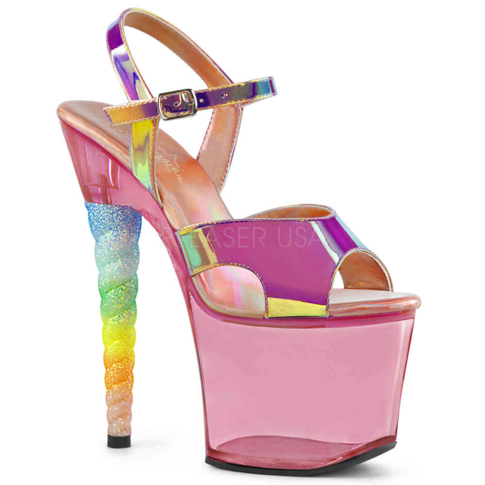 Pleaser - UNICORN-711T Sandaal met enkelband, Paaldans schoenen - Paaldans schoenen - Roze